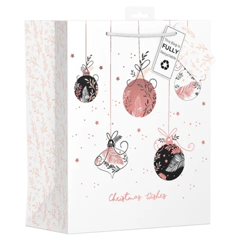 Giftmaker Christmas Rose Baubles Gift Bag Large