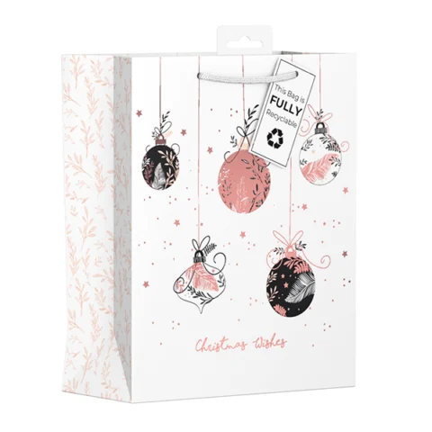Giftmaker Christmas Rose Baubles Gift Bag Medium