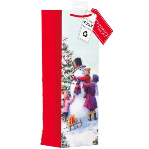Giftmaker Christmas Snowman Gift Bag Bottle