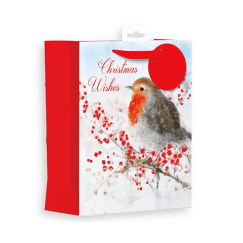 Giftmaker Christmas Wishes Robin Gift Bag Medium