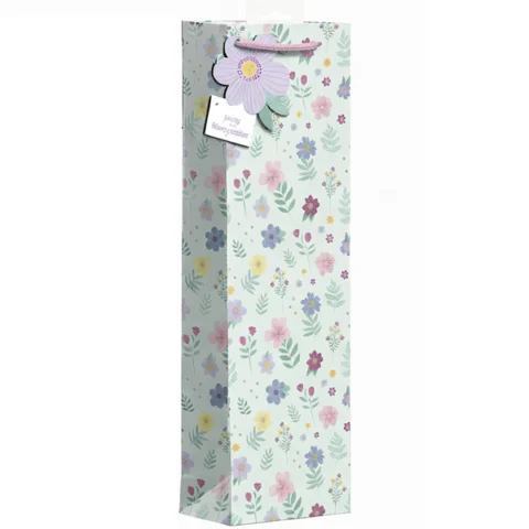Giftmaker Ditsy Floral Blue Gift Bag Bottle