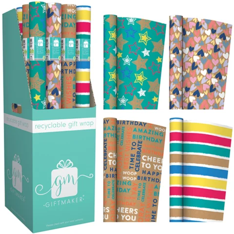 Giftmaker Fashion Kraft Gift Wrap 2m X 69cm Assorted