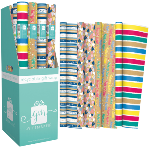 Giftmaker Fashion Kraft Gift Wrap 69cm X 2m Assorted