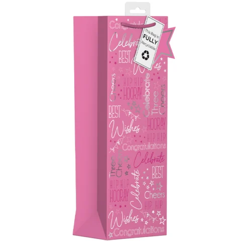 Giftmaker Female Pink Text Gift Bag Bottle