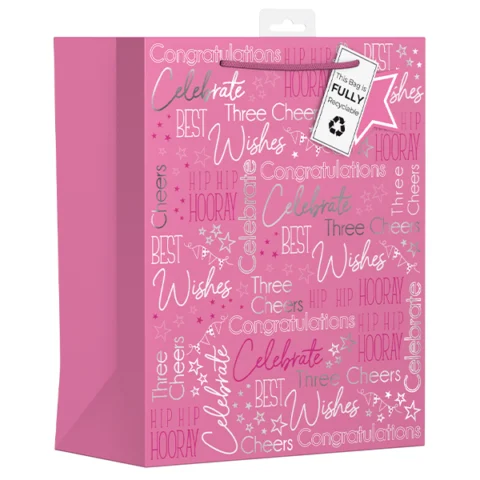 Giftmaker Female Pink Text Gift Bag Large