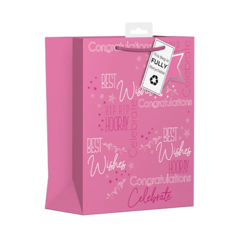 Giftmaker Female Pink Text Gift Bag Medium