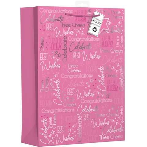 Giftmaker Female Pink Text Gift Bag XL