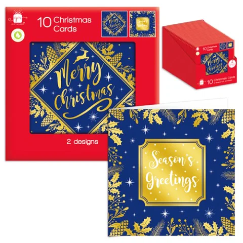 Giftmaker Festive Midnight Blue Christmas Cards 10 Pack Assorted