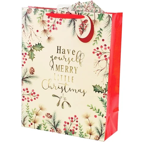 Giftmaker Foliage Traditional Christmas Gift Bag Xl