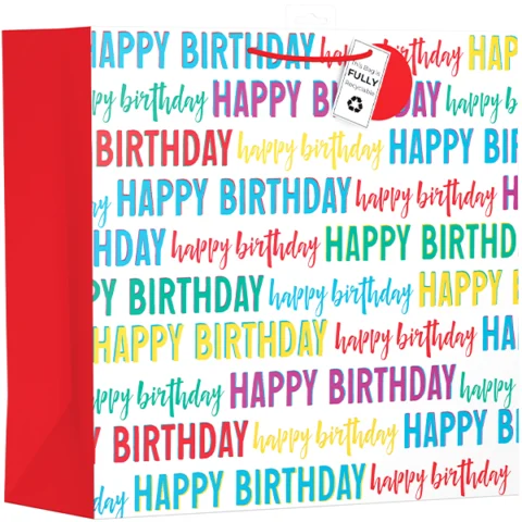 Giftmaker Fun Happy Birthday Text Gift Bag Giant
