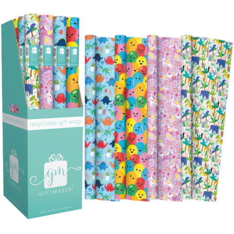 Giftmaker Kids Gift Wrap 69cm X 3m Assorted