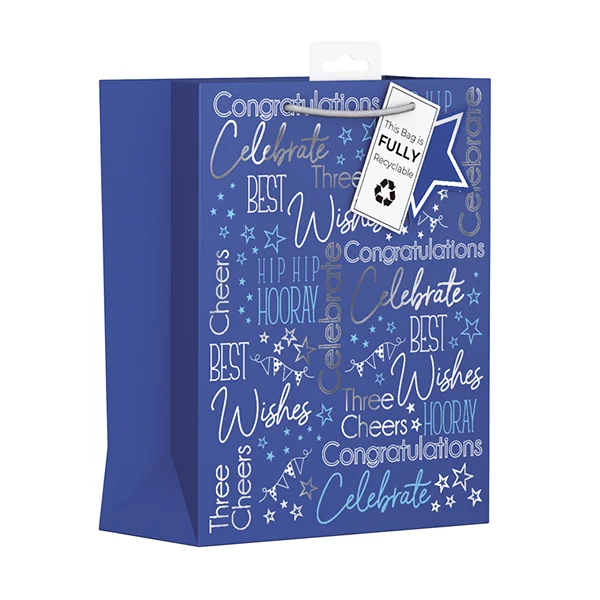 Giftmaker Male Blue Celebration Gift Bag Medium