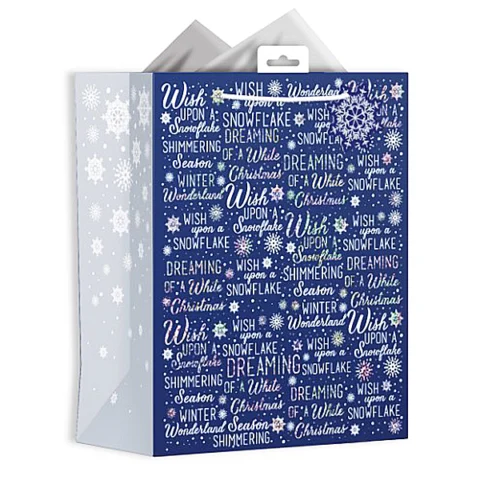 Giftmaker Navy Christmas Text Gift Bag Large