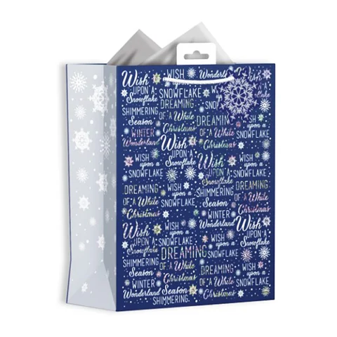 Giftmaker Navy Christmas Text Gift Bag Medium