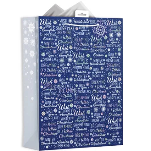 Giftmaker Navy Christmas Text Gift Bag Xl