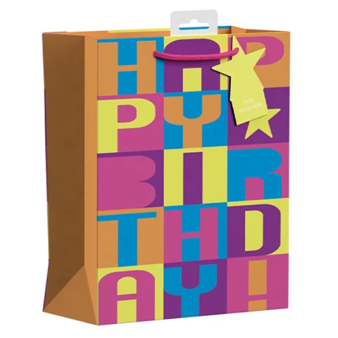 Giftmaker Neon Block Happy Birthday Gift Bag Large
