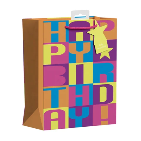 Giftmaker Neon Block Happy Birthday Gift Bag Medium