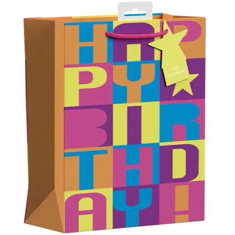 Giftmaker Neon Block Happy Birthday Gift Bag XL