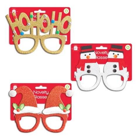Giftmaker Novelty Christmas Glasses 3 Assorted