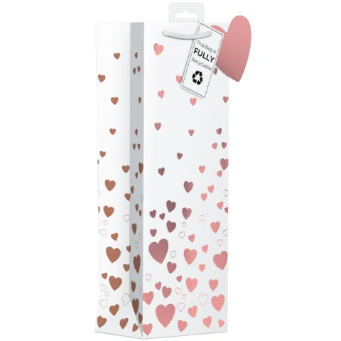Giftmaker Rose Gold Hearts Gift Bag Bottle
