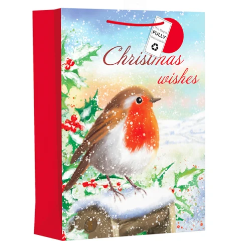 Giftmaker Traditional Festive Robin Christmas Gift Bag Xl