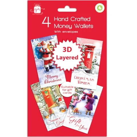 Giftmaker Traditional Hand-Crafted Money Wallets Assorted 4 Pack
