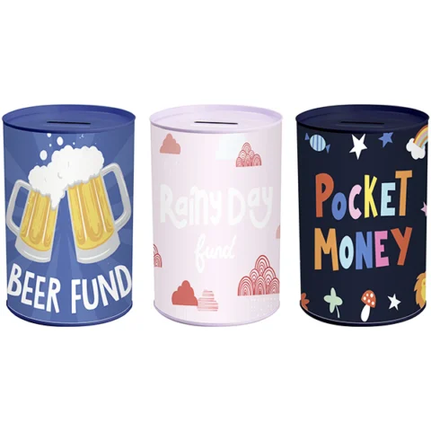 Gifts & Gadgets Tinplate Novelty Money Tin 15cm Assorted