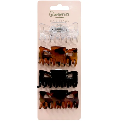 Glamorize Assorted Colour Hair Claws 4 Pack