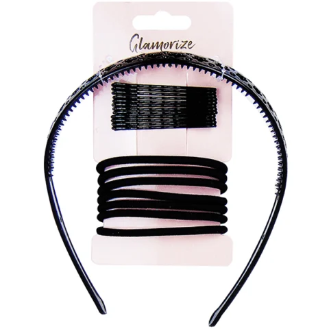 Glamorize Black Hair Accessories Set 20pc