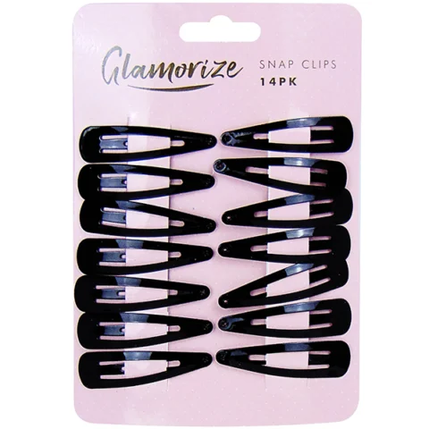 Glamorize Black Snap Hair Clips 14 Pack
