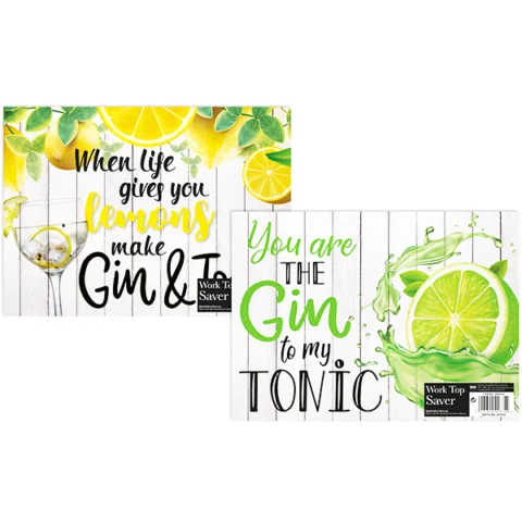 Glass Gin & Tonic Worktop Saver 2 Assorted 25cm X 18cm