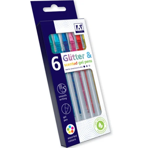 Glitter & Scented Gel Pens Assorted Colours 6 Pack