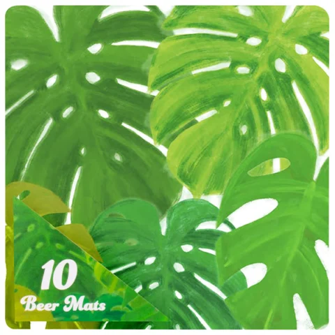 Green Leaves Beer Mat Coasters 10cm 10 Pack