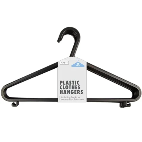Habit Black Plastic Clothes Hangers 15 Pack