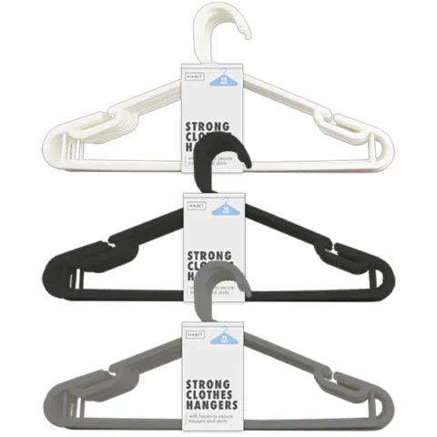 Habit Strong Plastic Clothes Hangers 10 Pack Assorted Colours