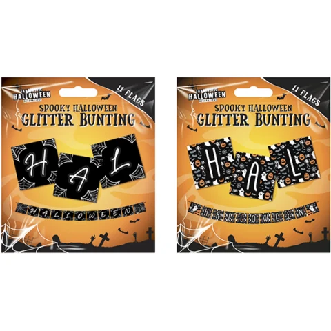 Halloween 11 Flag Spooky Glitter Bunting Assorted
