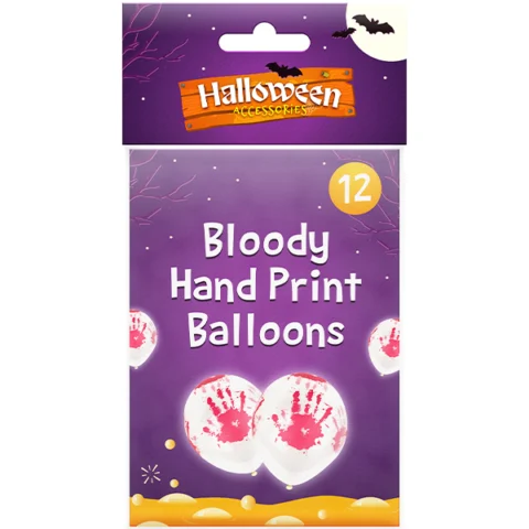 Halloween Accessories Bloody Hand Print Balloons 12 Pack