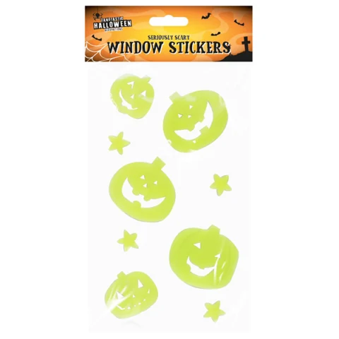 Halloween Assorted Gel Glow In The Dark Window Stickers 9 Pack