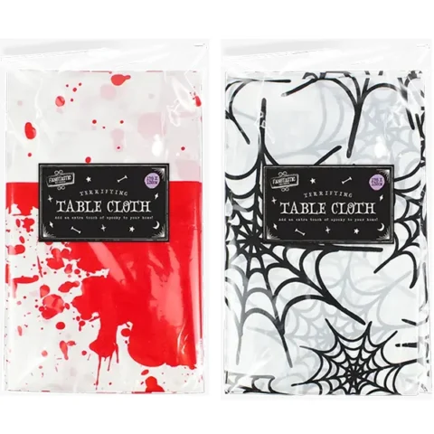 Halloween Blood & Cobweb Table Cloth 132cm X 178cm Assorted