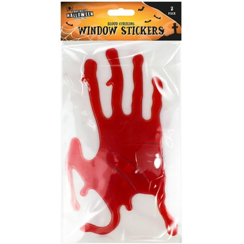 Halloween Bloody Hands Gel Window Stickers 2 Pack