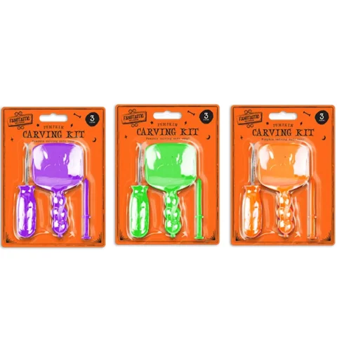 Halloween Pumpkin Carving Kit 3pc Assorted Colours