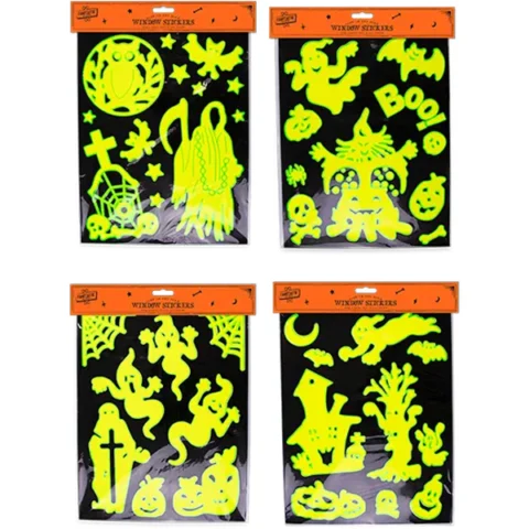 Halloween Self-Adhesive Glow-In-The-Dark Window Stickers Assorted
