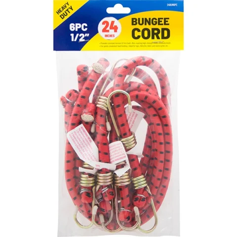 Heavy Duty 1/2" Bungee Cord 24" 6pc