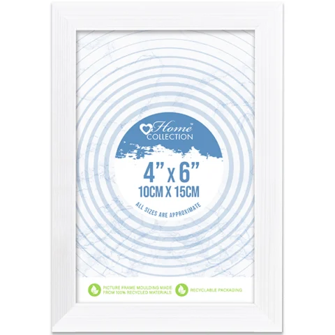 Home Collection Cambridge White Glass Photo Frame 4" X 6"