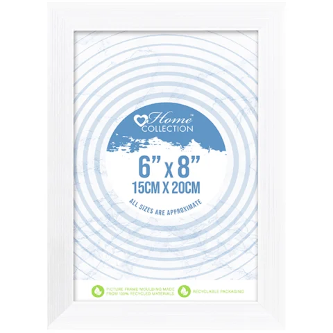 Home Collection Cambridge White Glass Photo Frame 6" X 8"