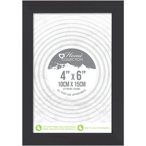 Home Collection London Styrene Black Photo Frame 4" X 6"