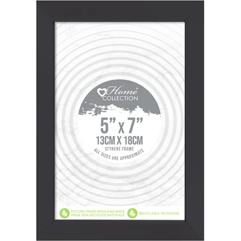 Home Collection London Styrene Black Photo Frame 5" X 7"