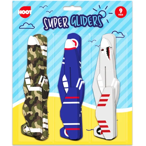Hoot Airplane Super Gliders 9 Pack Assorted