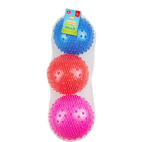 Hoot Assorted Colour PP Super Bouncy Balls 13cm 3 Pack
