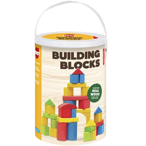 Hoot Assorted Colours & Shapes Wooden Building Blocks Play Set 100pc